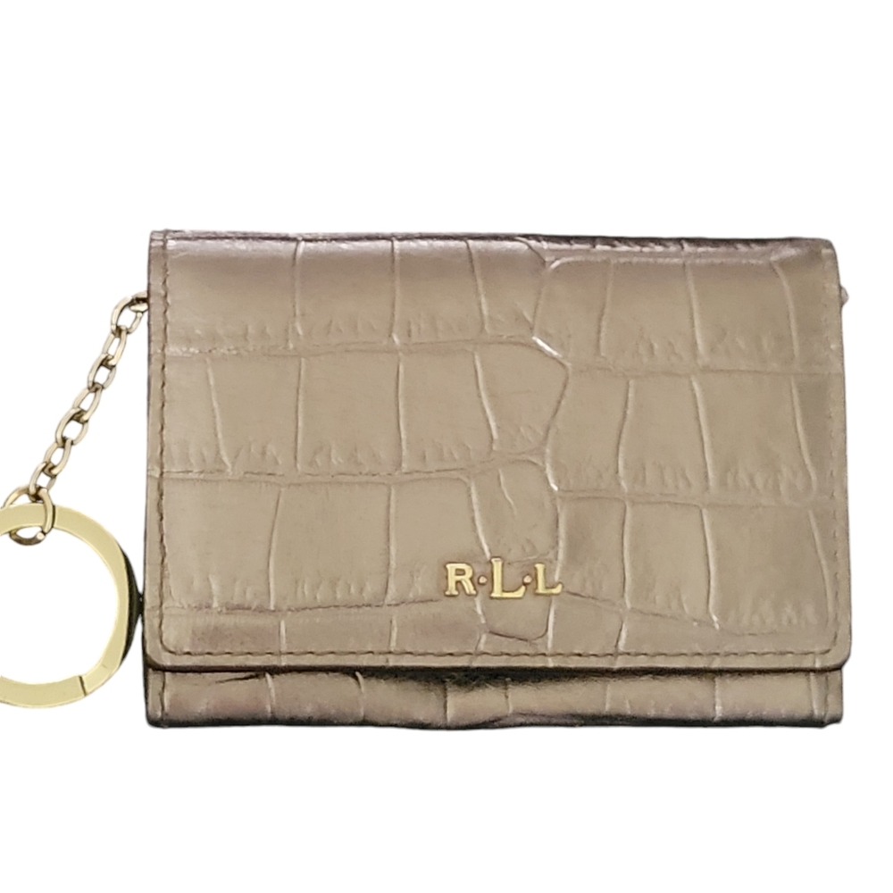 Lauren Ralph Lauren Women's Keychain Wallet Gold Crocodile Embossed NWOT